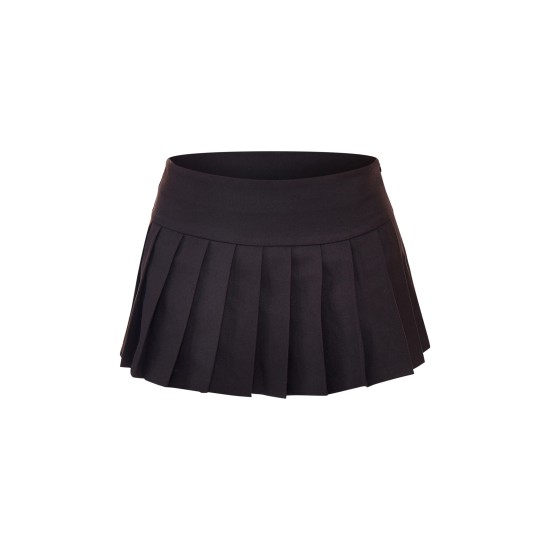 Black Pleated Micro Mini Skirt