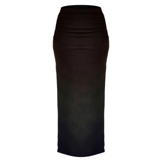 Black Soft Touch Ruched Back Maxi Skirt