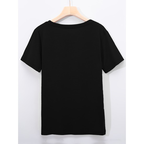 New York Letter Print Casual Sports T-shirt, Short Sleeve Round Neck Workout Tops, Women’s Activewear – PRYCUS MITCHELL INC