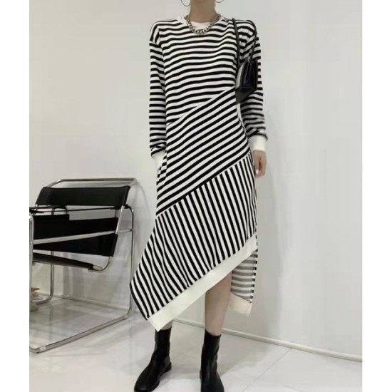 Splice temperament stripe irregular slim autumn dress – PRYCUS MITCHELL INC Splice temperament stripe irregular slim autumn dress – PRYCUS MITCHELL INC