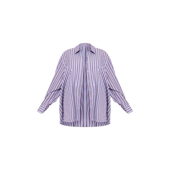 Plus Blue Striped Oversized Shirt
