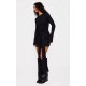 Black Heavy Brushed Rib Wrap Tie Bodycon Dress