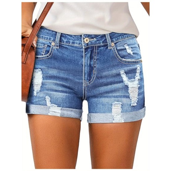 Women’s High Waisted Rolled Hem Distressed Jeans Ripped Denim Shorts – PRYCUS MITCHELL INC Women’s High Waisted Rolled Hem Distressed Jeans Ripped Denim Shorts – PRYCUS MITCHELL INC