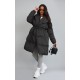 Maternity Black Oversized Collar Belted Longline Puffer Coat