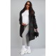 Maternity Black Oversized Collar Belted Longline Puffer Coat