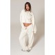 PRETTYLITTLETHING Cream Premium Print Zip Front Hoodie