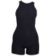 Black Ribbed Racer Neck Unitard