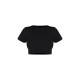 Basic Black Cotton Blend Short Sleeve Crop Top