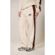 PRETTYLITTLETHING Cream Embroidered Contrast Panel Straight Leg Sweatpants