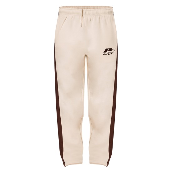 PRETTYLITTLETHING Cream Embroidered Contrast Panel Straight Leg Sweatpants