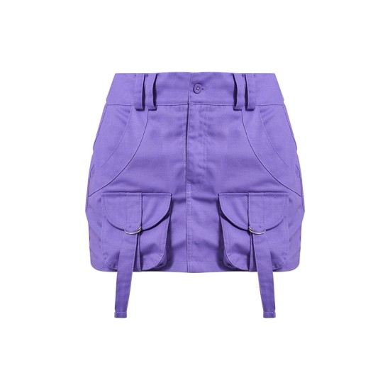 Purple Cargo Pocket Detail Micro Mini Skirt