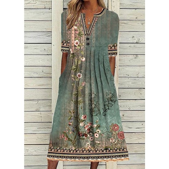 Casual Dress Shift Dress Midi Dress Navy Blue Blue Orange Half Sleeve Floral Ruched Summer Spring V Neck Vintage Christmas Vacation 2023 S M L XL XXL 3XL – PRYCUS MITCHELL INC