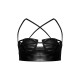 Petite Black Faux Leather Lace Up Top