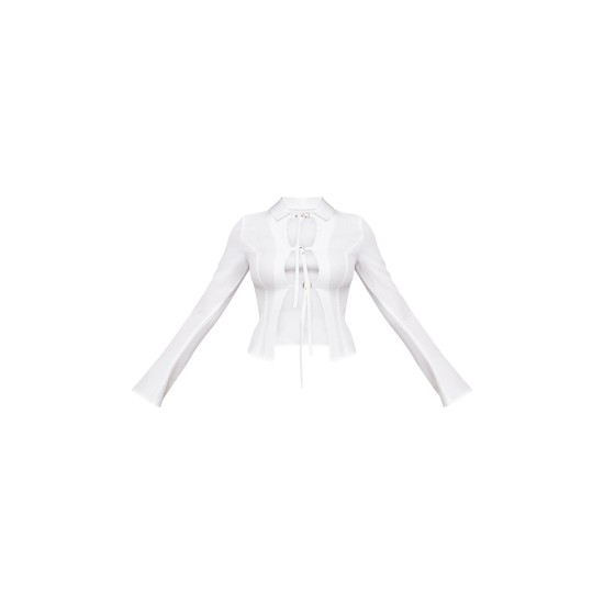 White Fitted Buckle Detail Shirt