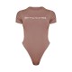 PRETTYLITTLETHING Toffee Logo Short Sleeved Bodysuit