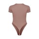 PRETTYLITTLETHING Toffee Logo Short Sleeved Bodysuit