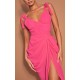 Hot Pink Underwire Detail Draped Midi Dress