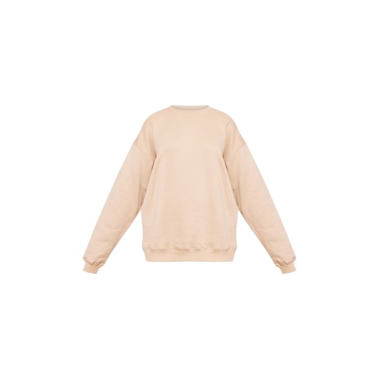 Sand Oversized Plain Fit Sweatshirt
