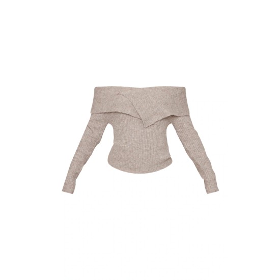 Mocha Luxe Knit Fold Over Top