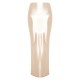Champagne Stretch Satin Split Side Maxi Skirt