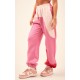 Baby Pink Color Block Sweat Cuffed Oversized Sweatpants