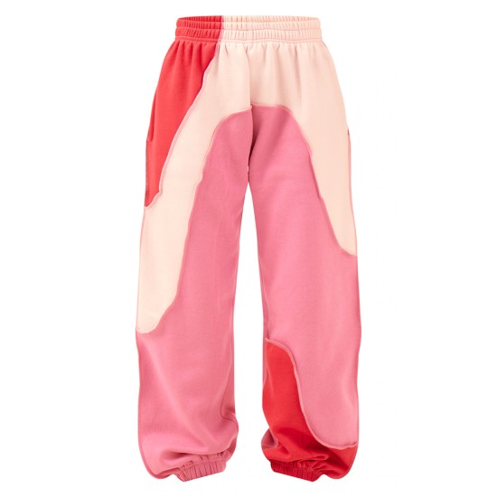 Baby Pink Color Block Sweat Cuffed Oversized Sweatpants