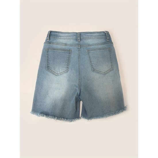 Ripped Raw Hem Denim Shorts, Distressed Washed Blue Denim Shorts, Women’s Denim Jeans & Clothing – PRYCUS MITCHELL INC Ripped Raw Hem Denim Shorts, Distressed Washed Blue Denim Shorts, Women’s Denim Jeans & Clothing – PRYCUS MITCHELL INC