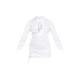 White Ruched Side Fitted Shirt Dress