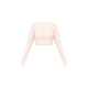 Cream Rib Scoop Neck Long Sleeve Crop Top