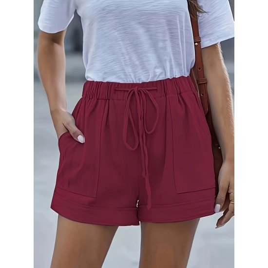 Plus Size Casual Shorts, Women’s Plus Solid Elastic Waist Drawstring Pipping Loose Shorts With Pockets – PRYCUS MITCHELL INC Plus Size Casual Shorts, Women’s Plus Solid Elastic Waist Drawstring Pipping Loose Shorts With Pockets – PRYCUS MITCHELL INC